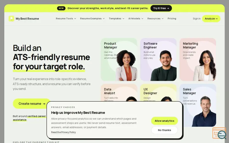 Screenshot of AI Resume Builder for Your Target Role