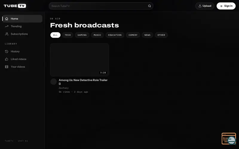 Screenshot of TubeTV