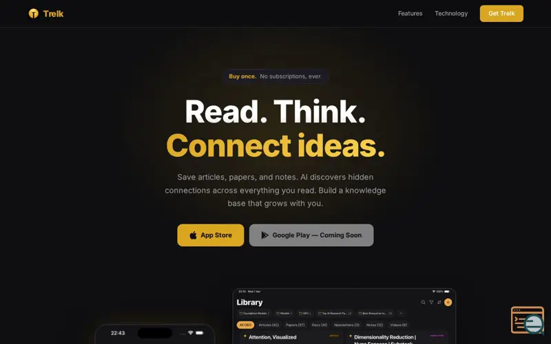 Screenshot of Trelk — Read, Think, Connect