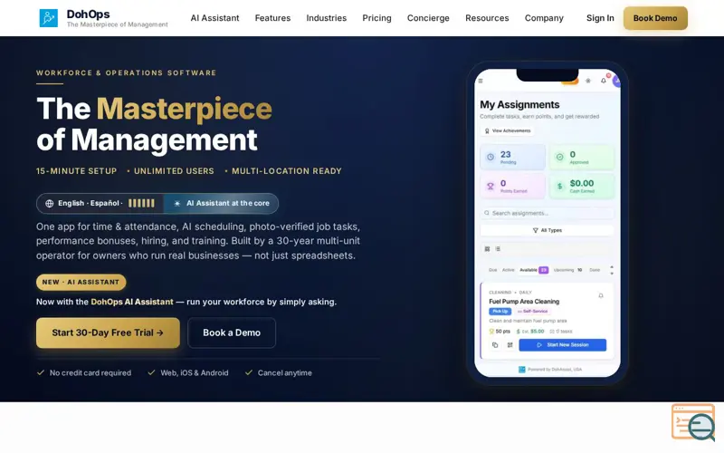 Screenshot of DohOps, a launch using Zoho SalesIQ