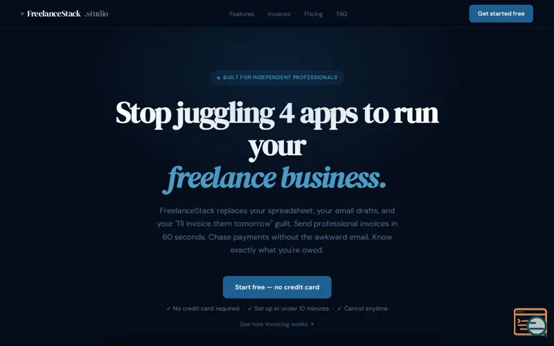 Screenshot of FreelanceStack Studio
