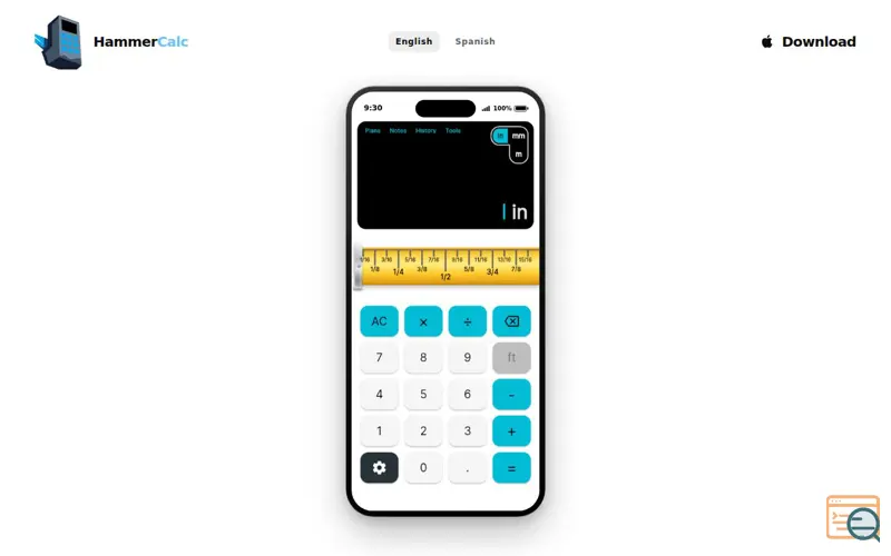 Screenshot of Hammer Construction Calculator