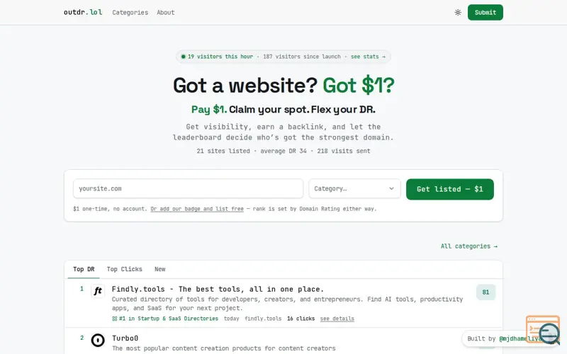 Screenshot of Flex your website DR in $1