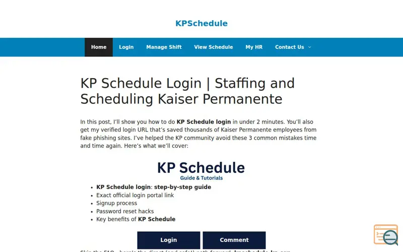 Screenshot of KPSchedule