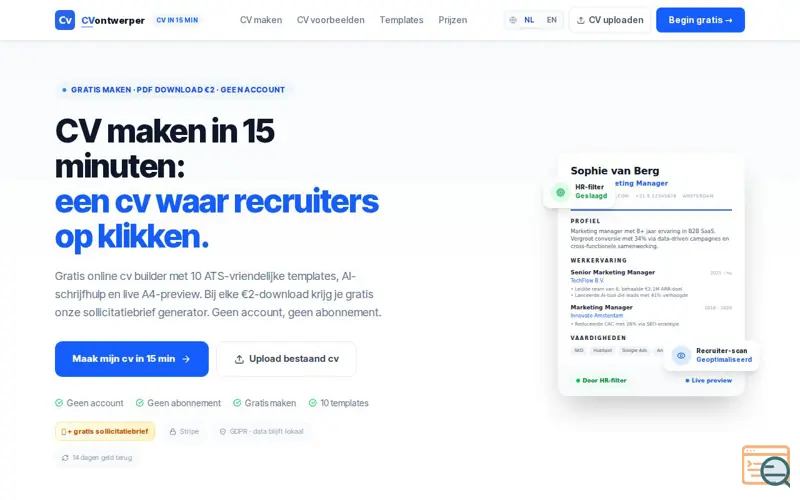 Screenshot of CVontwerper