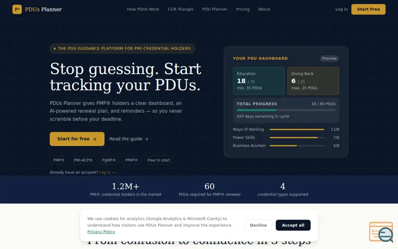 Screenshot of PDUs Planner