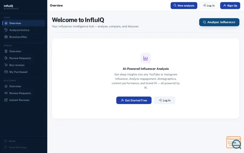 Screenshot of InfluIQ