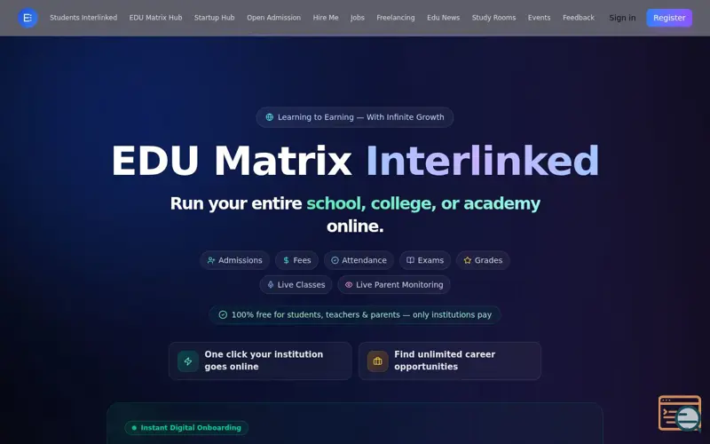 Screenshot of EDU Matrix Interlinked, a launch using GitHub