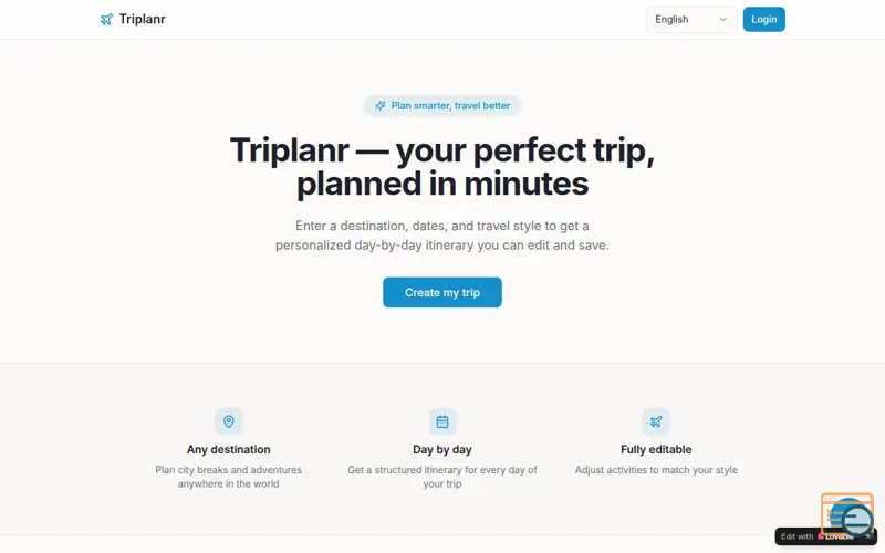 Screenshot of TripPlanner