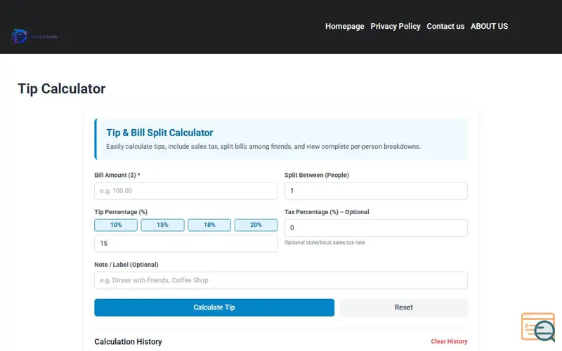 Screenshot of Tip Calculator