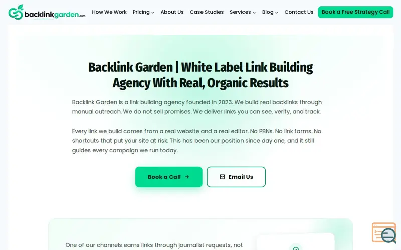 Screenshot of Backlink Garden