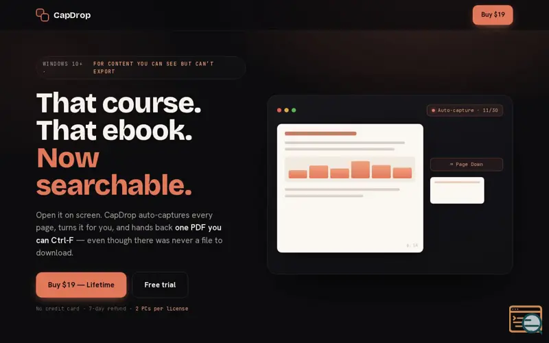 Screenshot of CapDrop