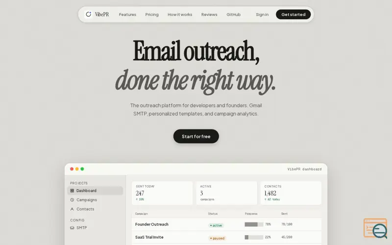 Screenshot of VibePR