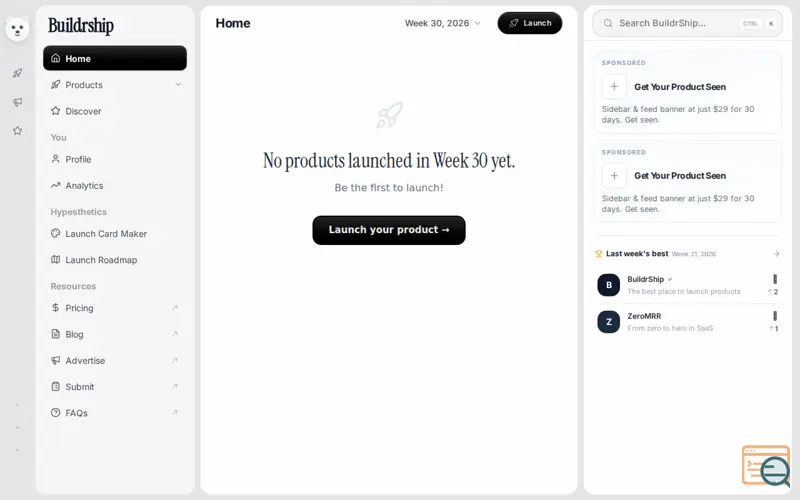 Screenshot of Buildrship, a launch using FoundrList