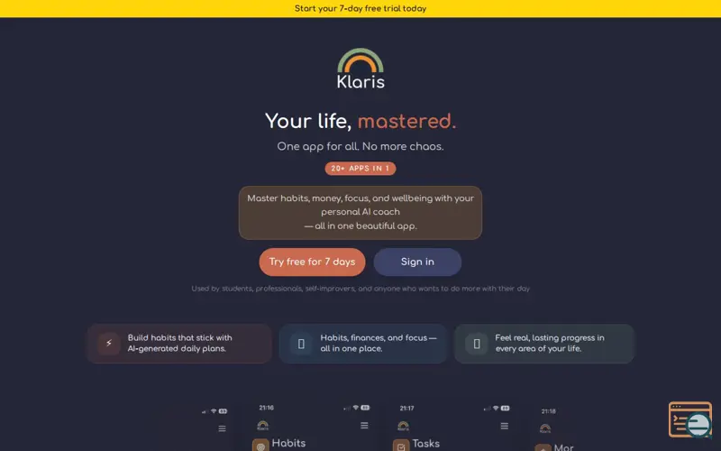 Screenshot of Klaris