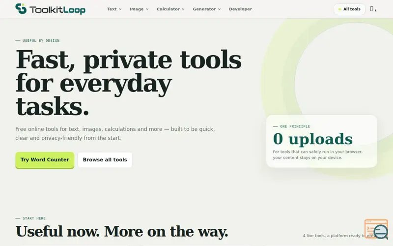 Screenshot of ToolkitLoop – Private tools for everyday tasks