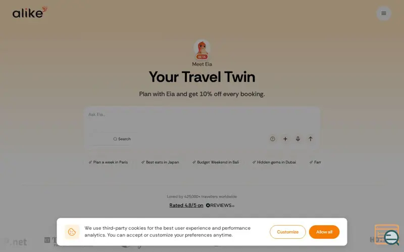 Screenshot of Eia by Alike, a launch using localForage