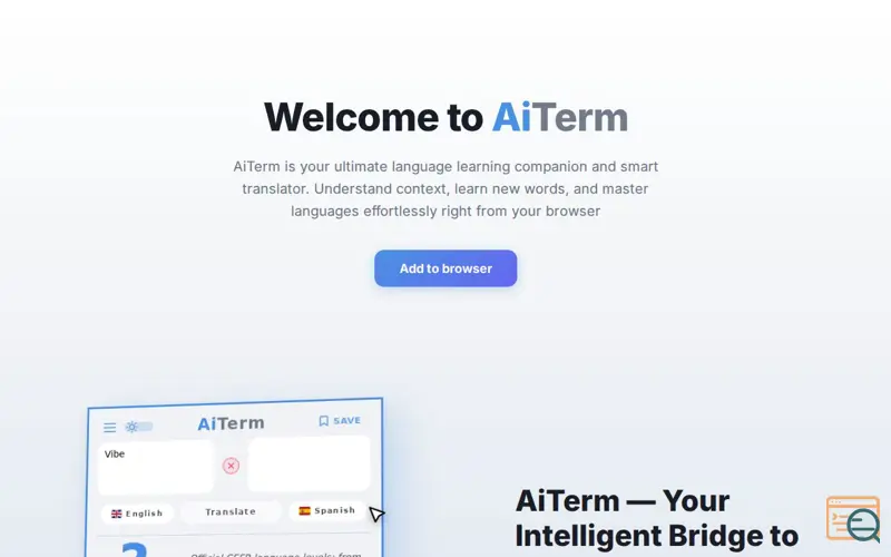 Screenshot of AiTerm — Deep AI Vocabulary Tool, a launch using UA DNS