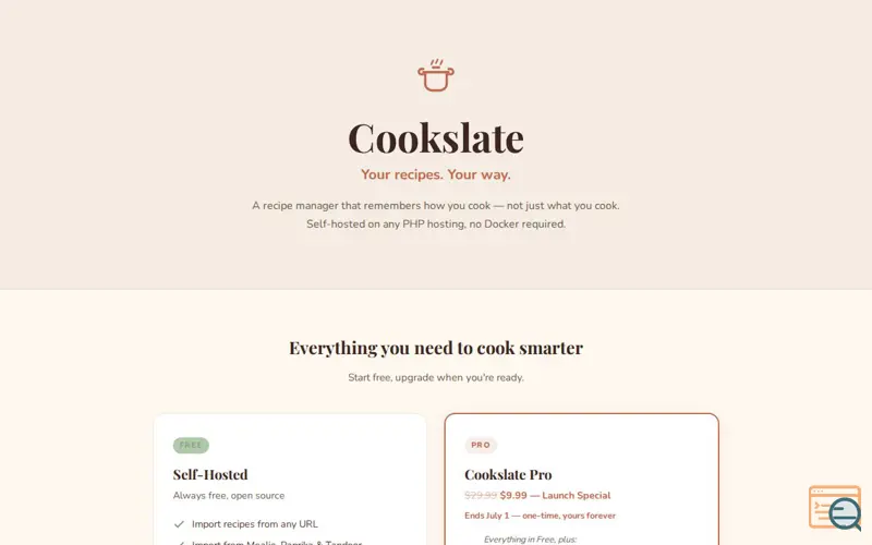 Screenshot of Cookslate — Your recipes. Your way.