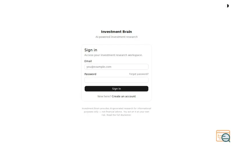 Screenshot of Investment Brain