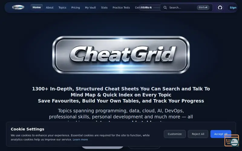Screenshot of CheatGrid