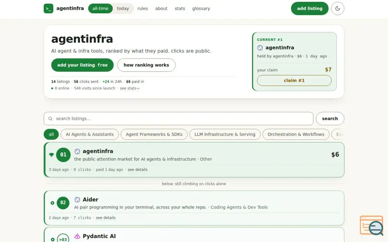 Screenshot of agentinfra