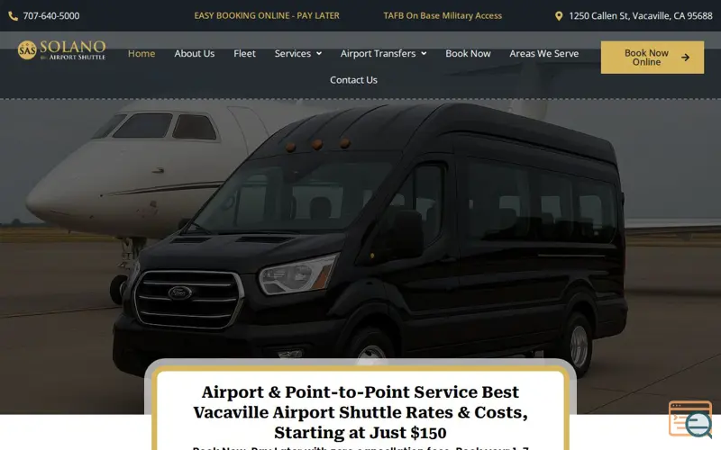 Screenshot of Solano County Airport Shuttle