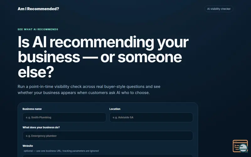 Screenshot of Am I Recommended?