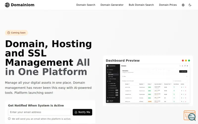 Screenshot of Domainiom