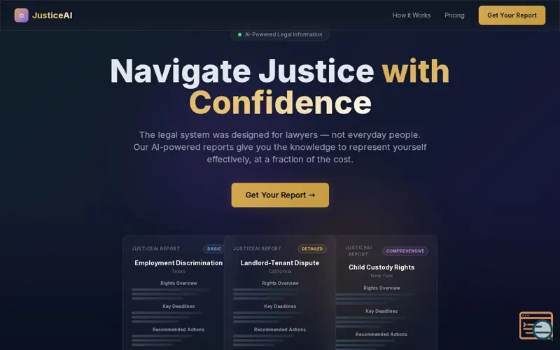 Screenshot of JusticeAI.Legal