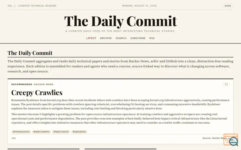 Screenshot of The Daily Commit