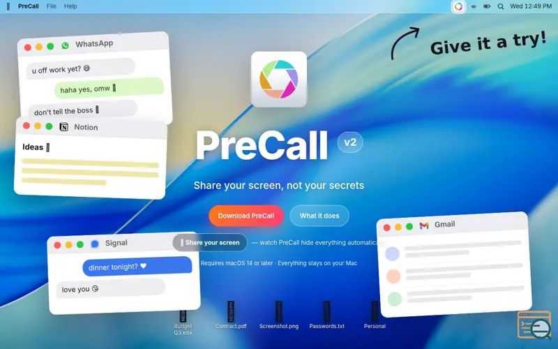 Screenshot of PreCall