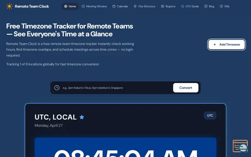 Screenshot of remoteteamclock.com