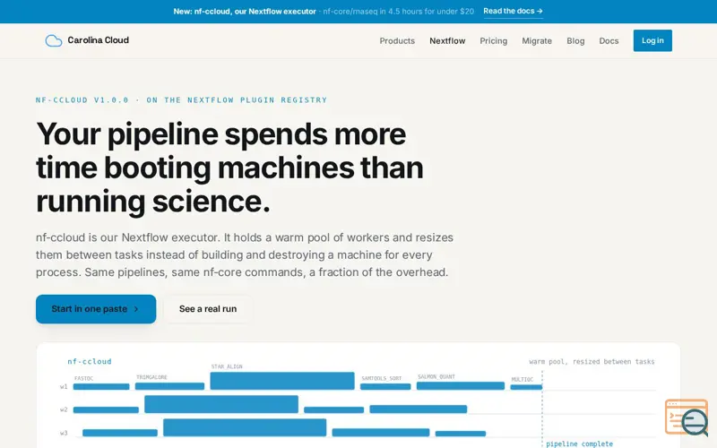 Screenshot of Carolina Cloud Nextflow