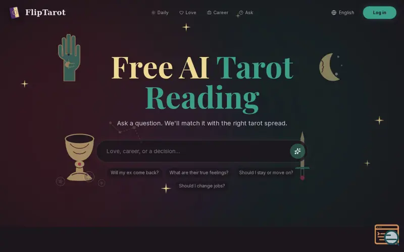 Screenshot of FlipTarot, a launch using Next.js