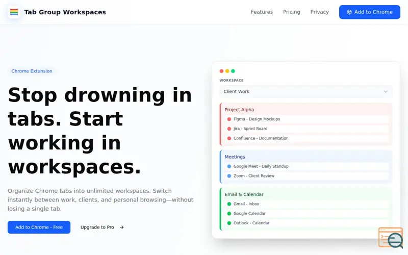Screenshot of Tab Group Workspaces
