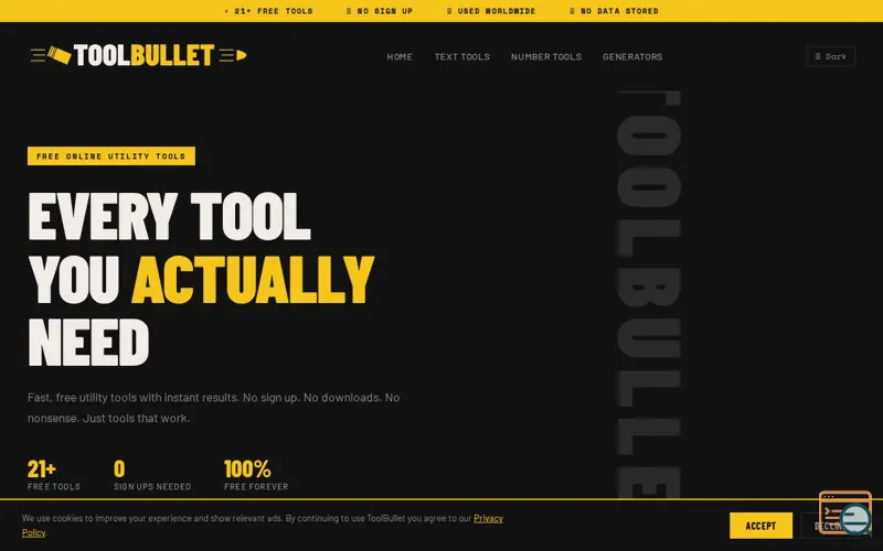 Screenshot of ToolBullet, a launch using LiveDNS