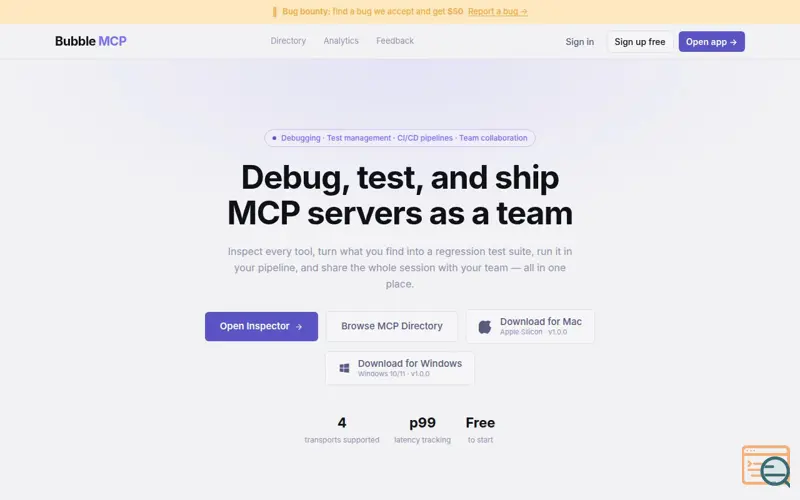 Screenshot of Bubble MCP