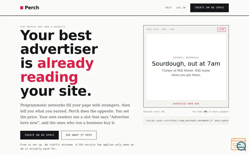 Screenshot of Perch Ads