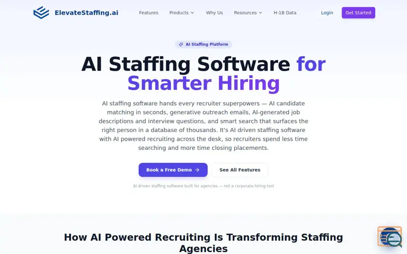 Screenshot of Elevate Staffing