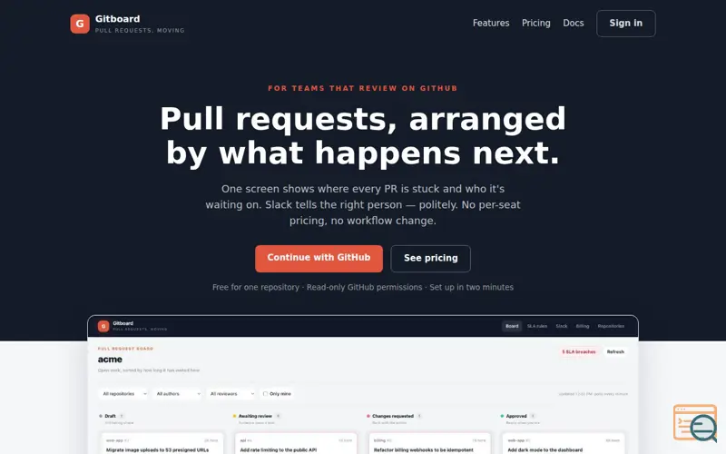 Screenshot of Gitboard