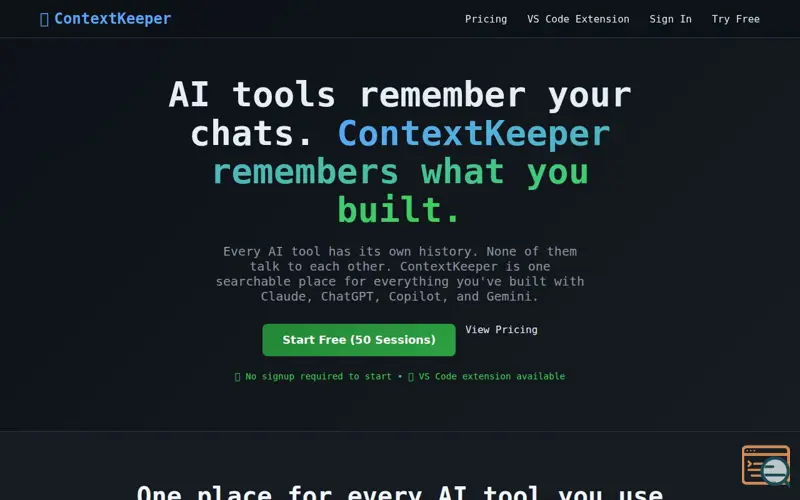 Screenshot of ContextKeeper