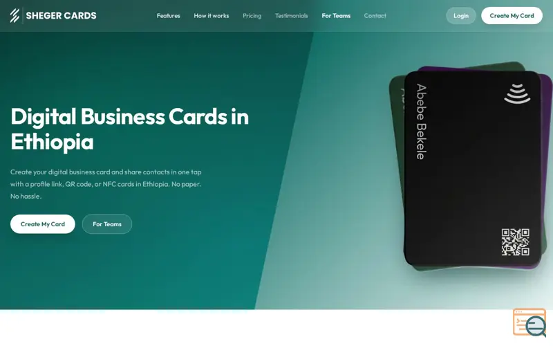 Screenshot of Sheger Cards