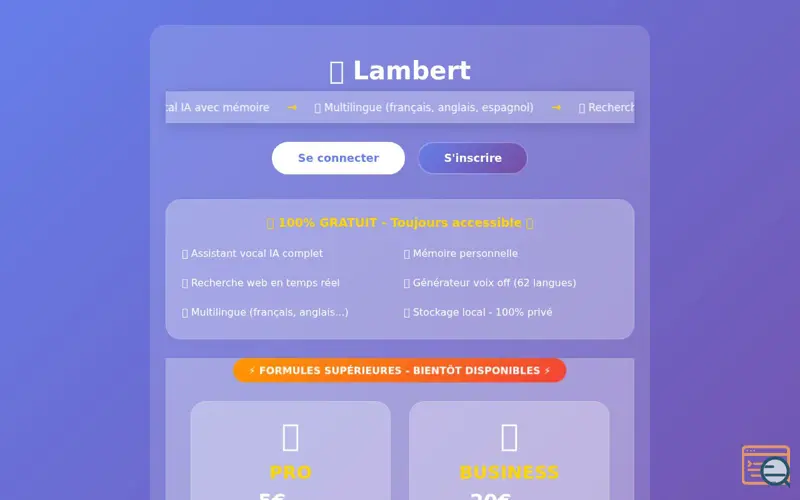 Screenshot of Lambert Widget , a launch using Koyeb