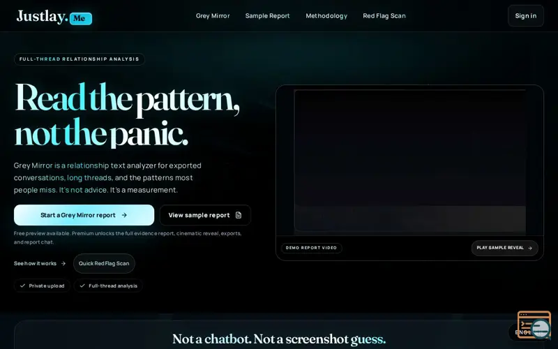 Screenshot of The Grey Mirror, a launch using Jam