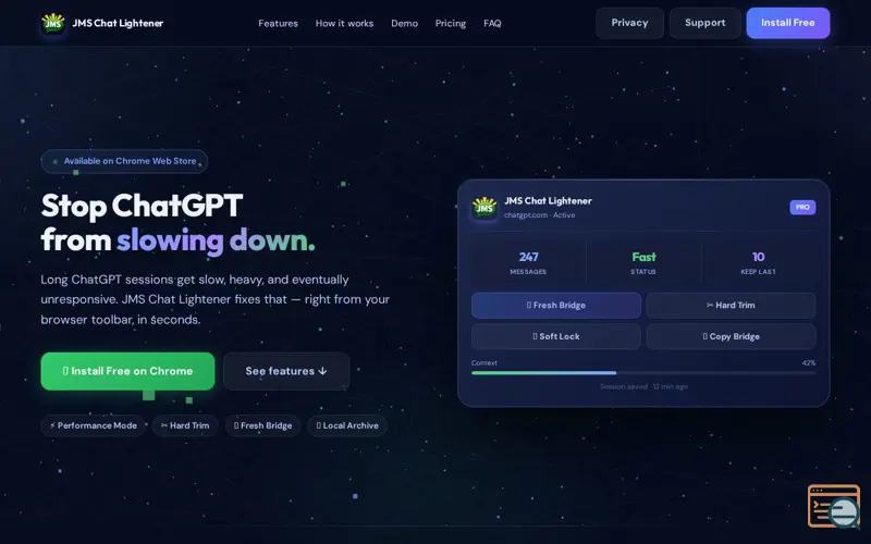 Screenshot of JMS Chat Lightener