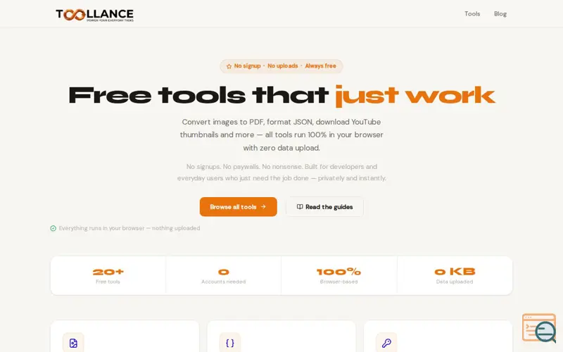 Screenshot of ToolLance — Zero Uploads