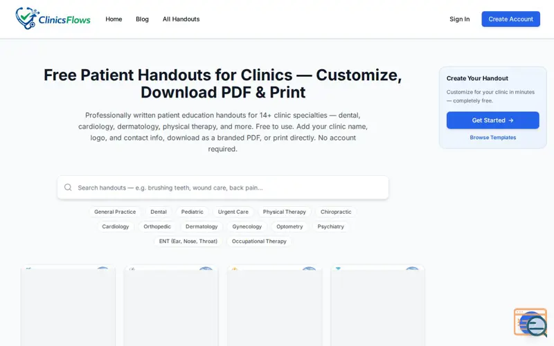 Screenshot of ClinicsFlows