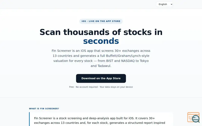 Screenshot of Fin Screener