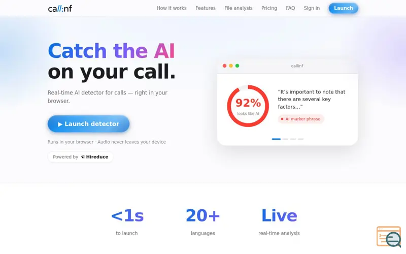 Screenshot of Callinf